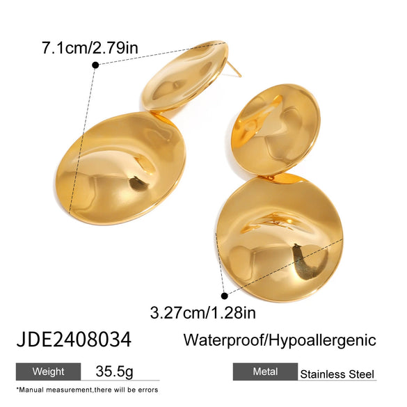 Stainless Steel Geometric Circle Electroplated Women's Earrings
