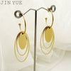 Stainless Steel Geometric Circle Pendant Earrings With Electroplating Treatment Cold Style
