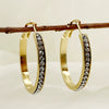 Stainless Steel Geometric Circle Ring Full Diamond Inlaid Zircon Electroplated Earrings