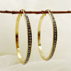 Stainless Steel Geometric Circle Ring Full Diamond Inlaid Zircon Electroplated Earrings