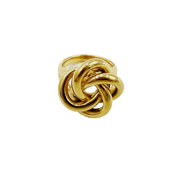Stainless Steel Geometric Coil Flower Electroplating Ring