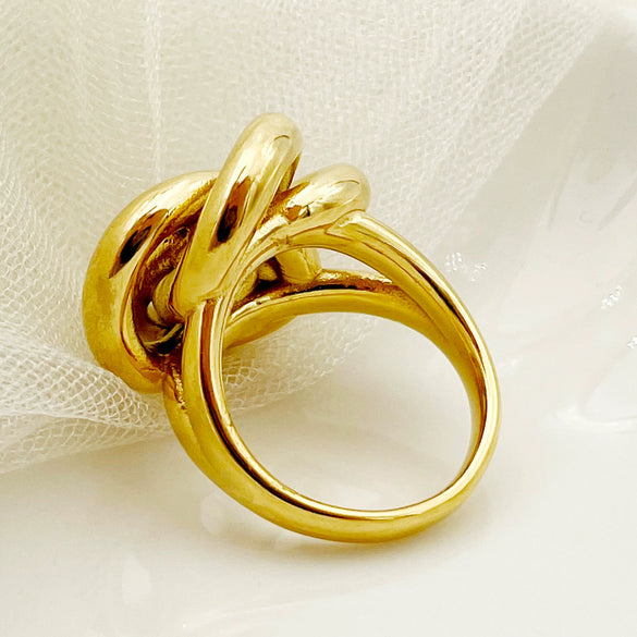 Stainless Steel Geometric Coil Flower Electroplating Ring