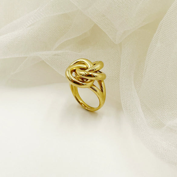 Stainless Steel Geometric Coil Flower Electroplating Ring