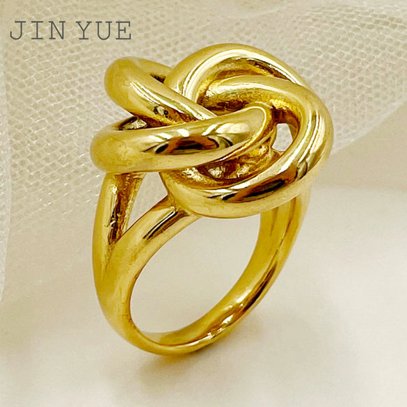 Stainless Steel Geometric Coil Flower Electroplating Ring