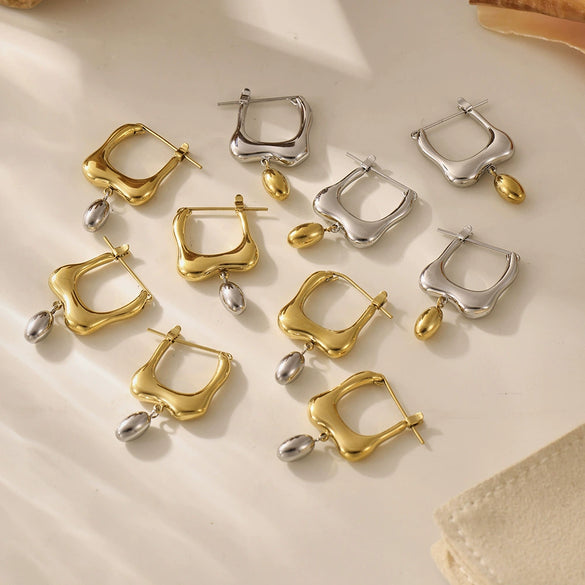Stainless Steel Geometric Color Matching Electroplated Earrings