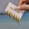 Stainless Steel Geometric Color Matching Electroplated Earrings