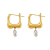 Stainless Steel Geometric Color Matching Electroplated Earrings