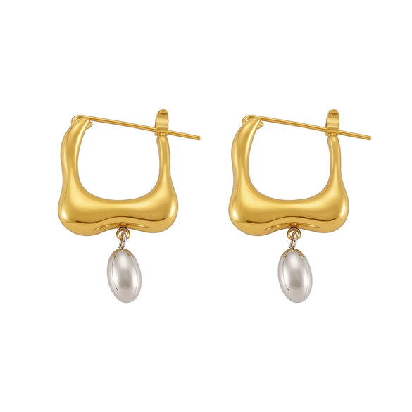Stainless Steel Geometric Color Matching Electroplated Earrings