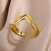 Stainless Steel Geometric Concaveconvex Open Ring With Electroplating Design For Unisex Minimalist Style
