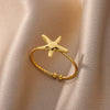 Stainless Steel Geometric Concaveconvex Open Ring With Electroplating Design For Unisex Minimalist Style
