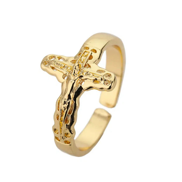 Stainless Steel Geometric Concaveconvex Open Ring With Electroplating Design For Unisex Minimalist Style