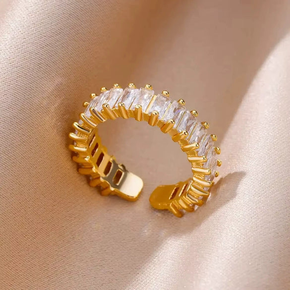 Stainless Steel Geometric Concaveconvex Open Ring With Electroplating Design For Unisex Minimalist Style