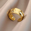 Stainless Steel Geometric Concaveconvex Open Ring With Electroplating Design For Unisex Minimalist Style