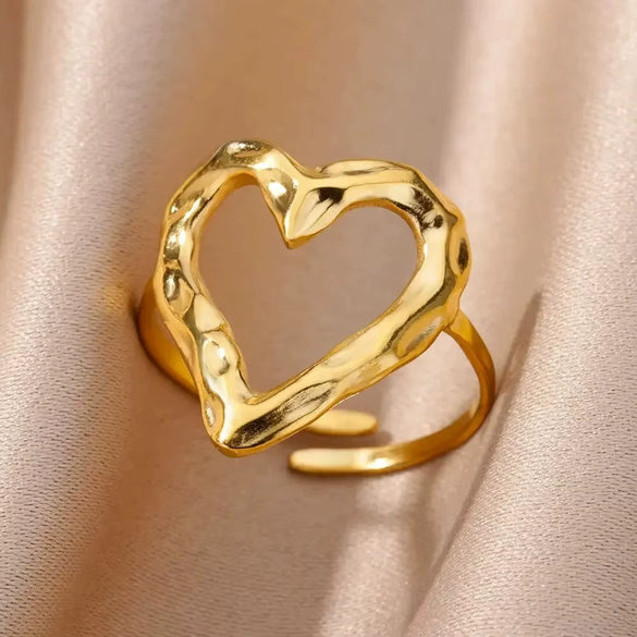 Stainless Steel Geometric Concaveconvex Open Ring With Electroplating Design For Unisex Minimalist Style