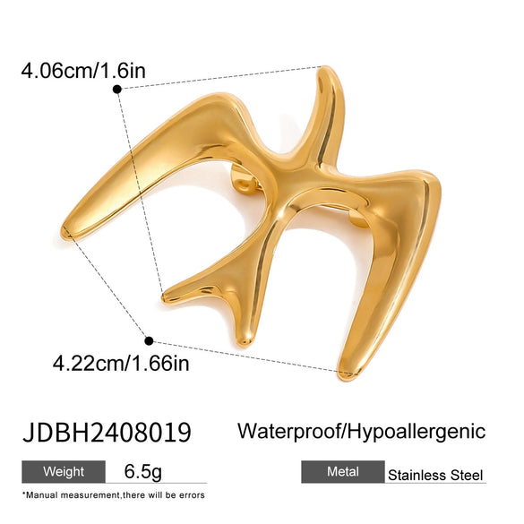 Stainless Steel Geometric Corsage Pin Suit Brooch With Electroplating And Anti Running Safety Feature