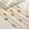 Stainless Steel Geometric Cross Birthstone Adjustable Women's Jewelry With Electroplating