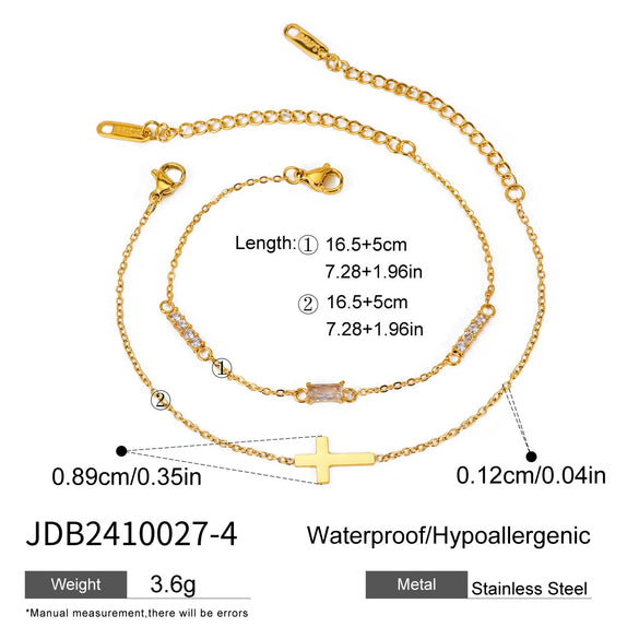 Stainless Steel Geometric Cross Birthstone Adjustable Women's Jewelry With Electroplating