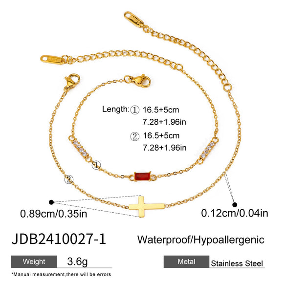 Stainless Steel Geometric Cross Birthstone Adjustable Women's Jewelry With Electroplating