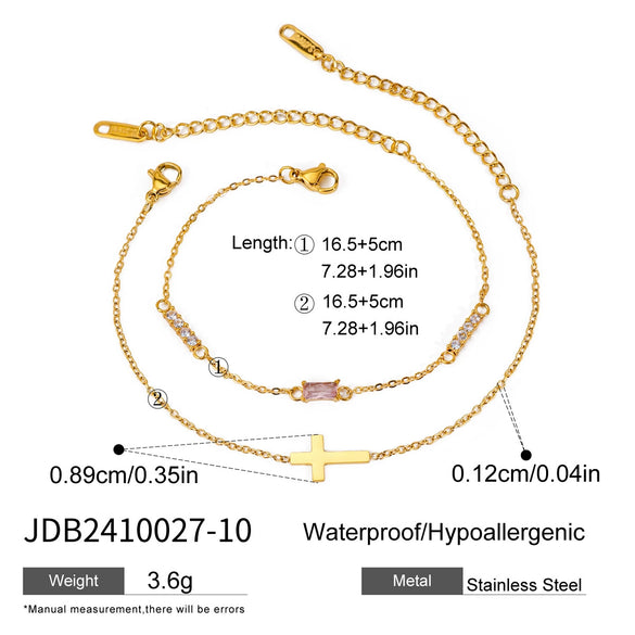 Stainless Steel Geometric Cross Birthstone Adjustable Women's Jewelry With Electroplating