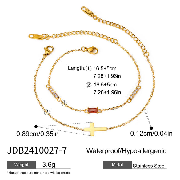 Stainless Steel Geometric Cross Birthstone Adjustable Women's Jewelry With Electroplating