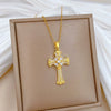 Stainless Steel Geometric Cross Diamond Necklace Unisex