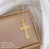 Stainless Steel Geometric Cross Diamond Necklace Unisex