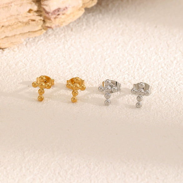 Stainless Steel Geometric Cross Earrings For Women Electroplated
