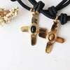 Stainless Steel Geometric Cross Imitation Natural Stone Pendant Electroplated Women's Accessories