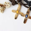 Stainless Steel Geometric Cross Imitation Natural Stone Pendant Electroplated Women's Accessories