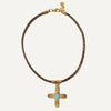 Stainless Steel Geometric Cross Imitation Natural Stone Pendant Electroplated Women's Accessories