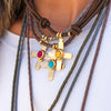 Stainless Steel Geometric Cross Imitation Natural Stone Pendant Electroplated Women's Accessories