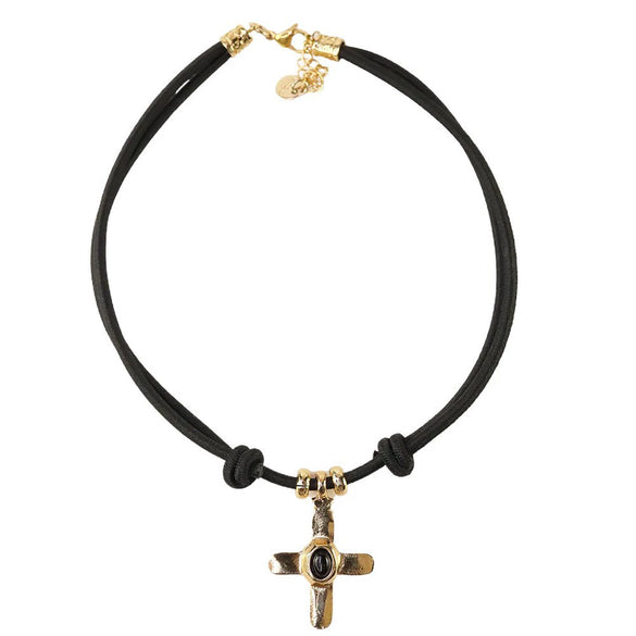 Stainless Steel Geometric Cross Imitation Natural Stone Pendant Electroplated Women's Accessories