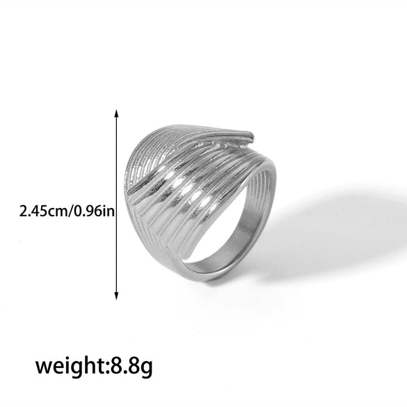Stainless Steel Geometric Cross Line Jewelry Set For Women With 18K Goldplated Electroplated Earrings And Ring