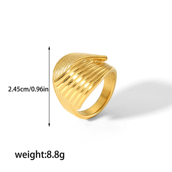 Stainless Steel Geometric Cross Line Jewelry Set For Women With 18K Goldplated Electroplated Earrings And Ring
