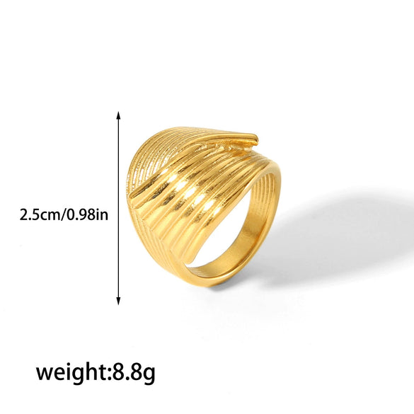 Stainless Steel Geometric Cross Line Jewelry Set For Women With 18K Goldplated Electroplated Earrings And Ring