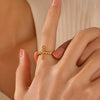 Stainless Steel Geometric Cross Opening Adjustable Ring For Women With Electroplating
