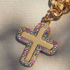 Stainless Steel Geometric Cross Pendant Necklace Electroplated For Women
