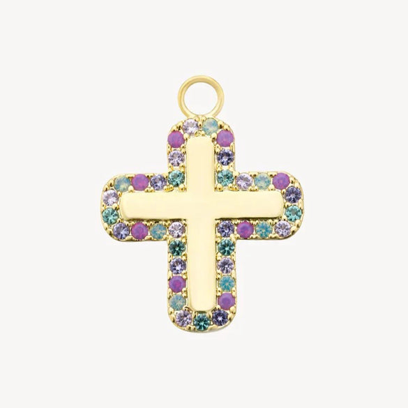 Stainless Steel Geometric Cross Pendant Necklace Electroplated For Women