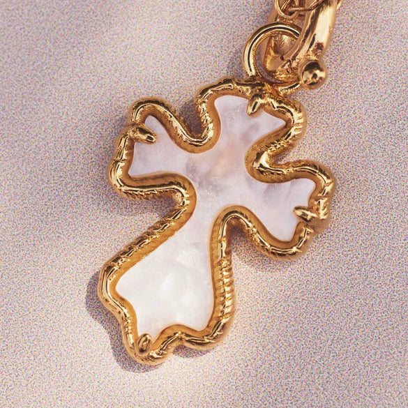 Stainless Steel Geometric Cross Pendant Necklace Electroplated For Women