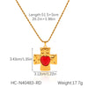 Stainless Steel Geometric Cross Pendant Necklace For Women Set With Gemstones