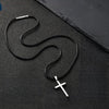Stainless Steel Geometric Cross Pendant Necklace With Leather Rope Chain Electroplated Simple Fashion Jewelry For Couples