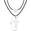 Stainless Steel Geometric Cross Pendant Necklace With Leather Rope Chain Electroplated Simple Fashion Jewelry For Couples