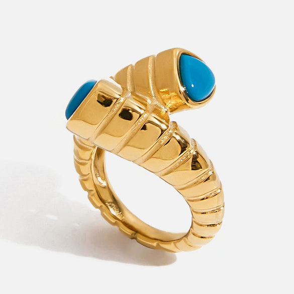 Stainless Steel Geometric Cross Rib Ring Electroplated Retro Style Women's Jewelry