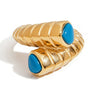 Stainless Steel Geometric Cross Rib Ring Electroplated Retro Style Women's Jewelry