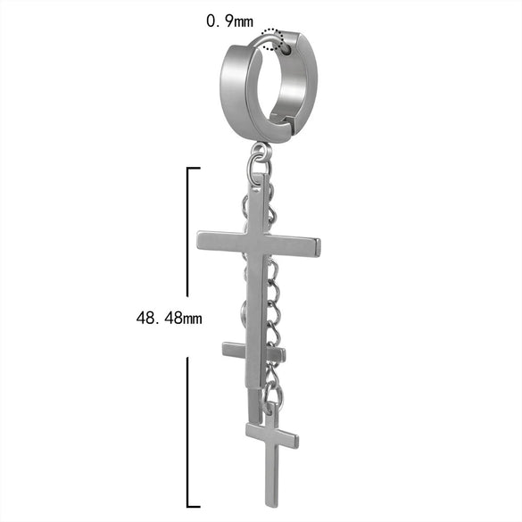 Stainless Steel Geometric Cross Snake Dragon Ear Stud Earring