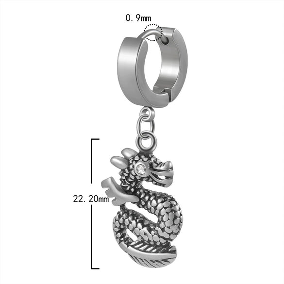Stainless Steel Geometric Cross Snake Dragon Ear Stud Earring