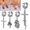 Stainless Steel Geometric Cross Snake Dragon Ear Stud Earring