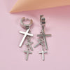 Stainless Steel Geometric Cross Snake Dragon Ear Stud Earring