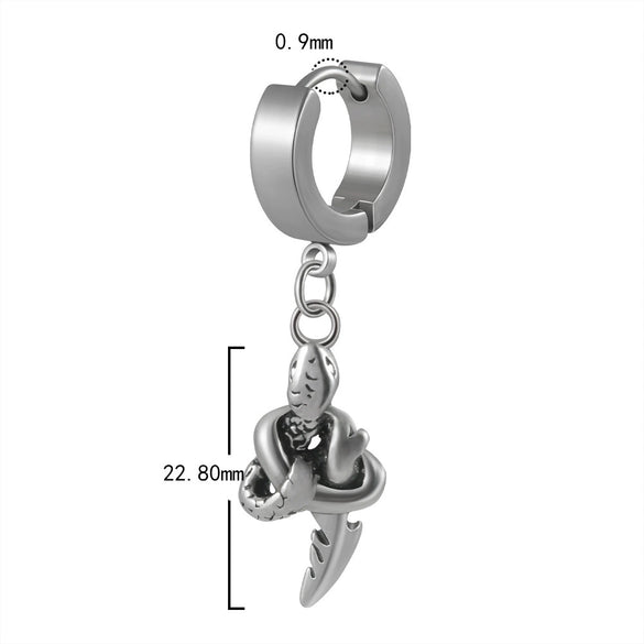 Stainless Steel Geometric Cross Snake Dragon Ear Stud Earring