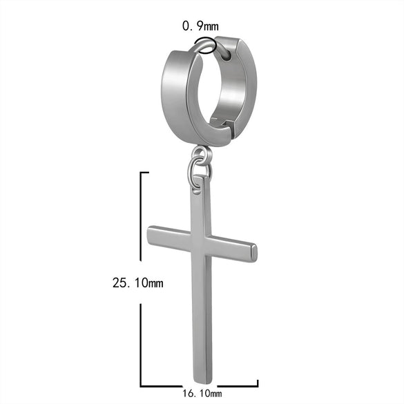 Stainless Steel Geometric Cross Snake Dragon Ear Stud Earring